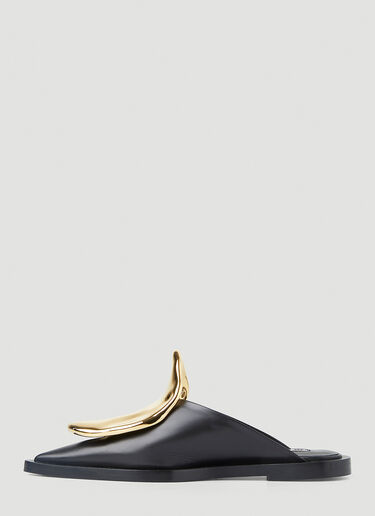 Jil Sander 해머된 메탈 장식 뮬 블랙 jil0248025