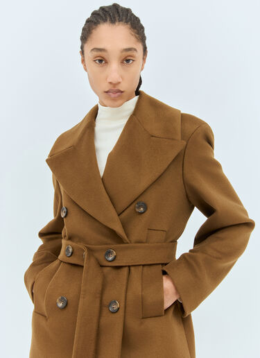 Sportmax Oversized Wool Pea Coat Brown spx0258007
