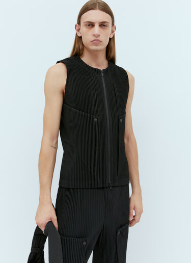 Homme Plissé Issey Miyake Unfold Panel Construction Vest Black hmp0154007