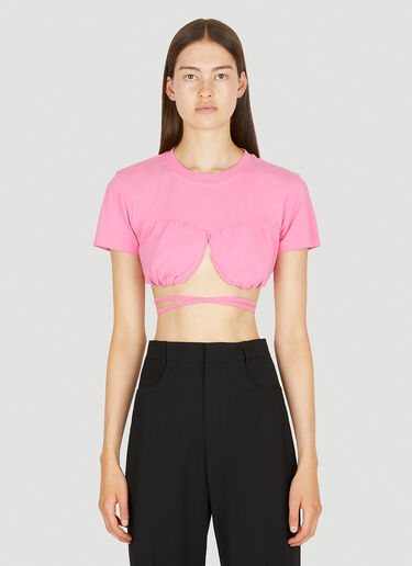 Jacquemus Le Baci Cropped T-Shirt Pink jac0250146