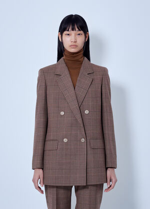 Max Mara Double-Breasted Checked Blazer Brown max0266018