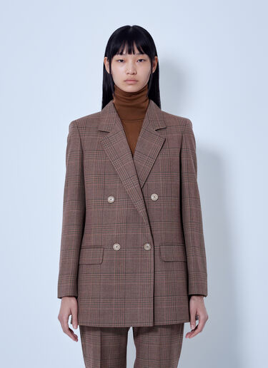 LN-CC® - Max Mara: Double-Breasted Checked Blazer - Brown Max Mara Double-Breasted Checked Blazer Brown max0266018