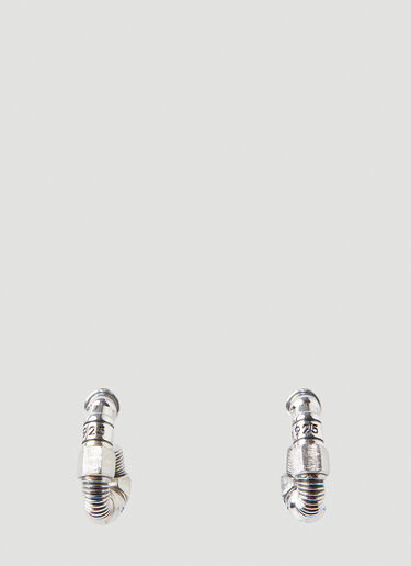 Bottega Veneta Thread Triangle Hoop Earrings Silver bov0247109