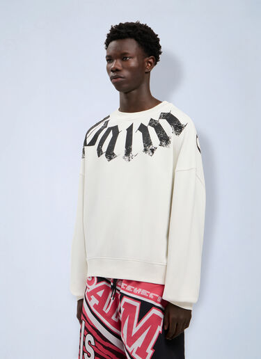 Palm Angels Big Neck Logo Loose Sweatshirt White pma0164044