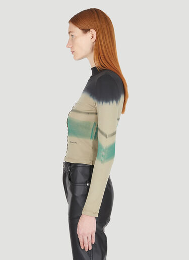 Eckhaus Latta 渐变条纹搭接短上衣 绿 eck0245008