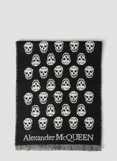Alexander McQueen 双面 Skull 围巾 黑 amq0146065