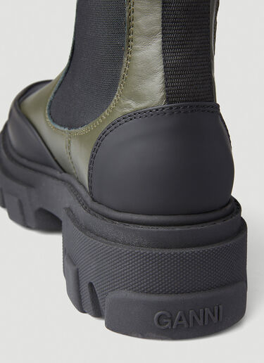 GANNI Leather Chelsea Boots Khaki gan0246042