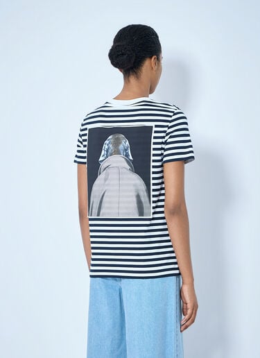 LN-CC® - Max Mara: Striped Graphic T-Shirt - Navy Max Mara Striped Graphic T-Shirt Navy max0265011