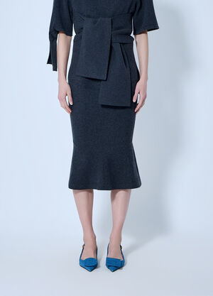 Jacquemus La Jupe Fiocco Knot-Detail Midi Skirt Dark Grey jac0266027