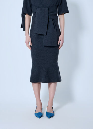 LN-CC® - Jacquemus: La Jupe Fiocco Knot-Detail Midi Skirt - Dark Grey Jacquemus La Jupe Fiocco Knot-Detail Midi Skirt Dark Grey jac0266027