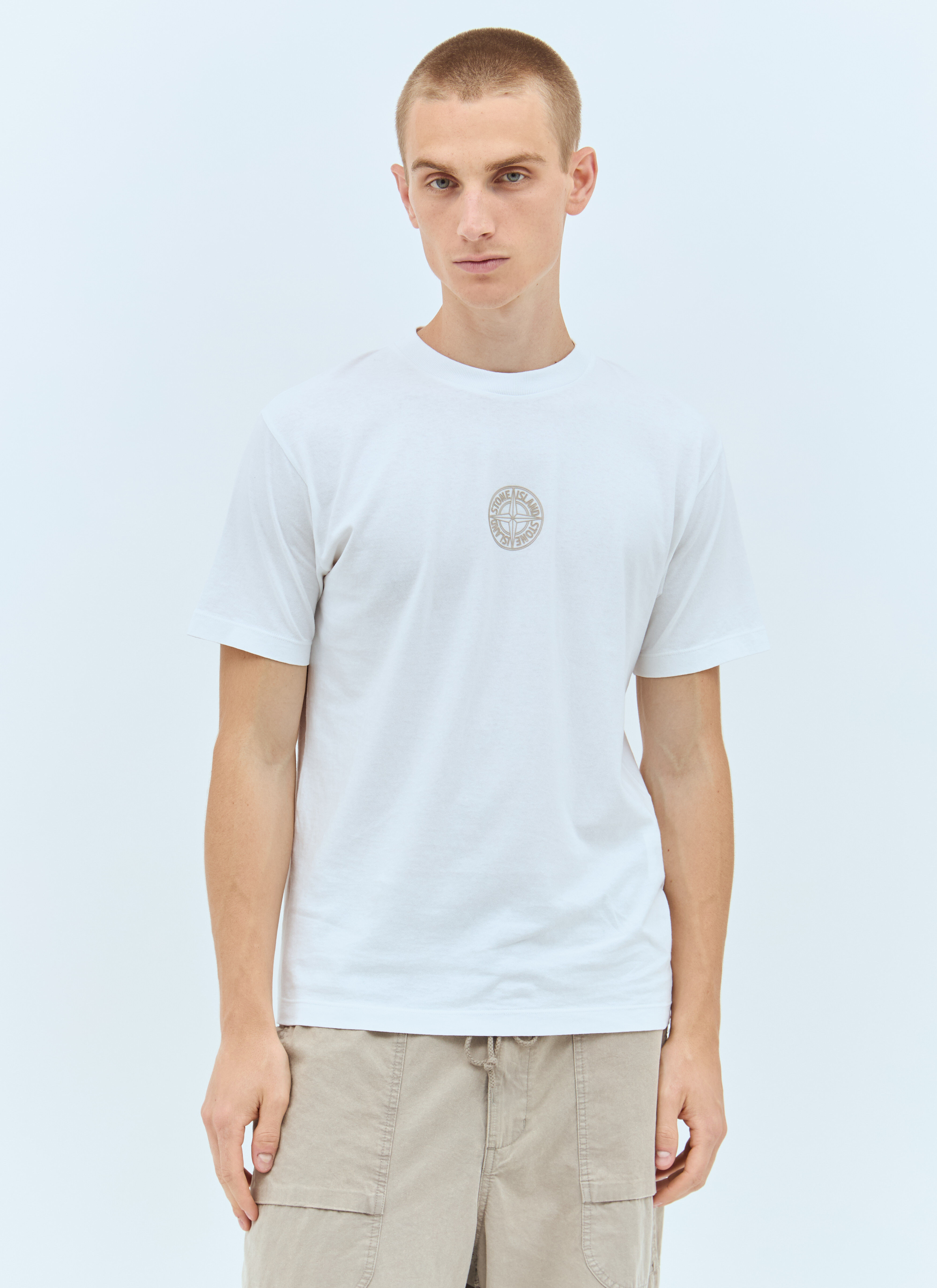 Stone Island Men s Logo Embroidery T Shirt in White LN CC