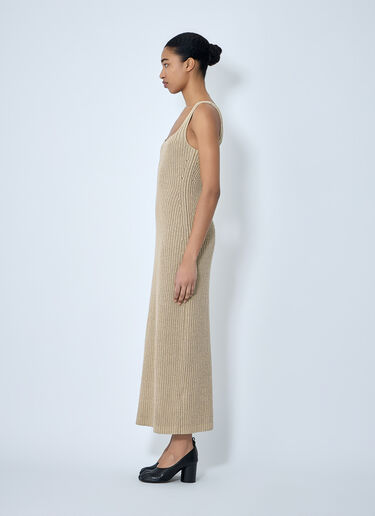 Khaite Lex Ribbed-Knit Maxi Dress Beige kha0264006