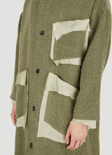 Sulvam Raw Hem Hooded Coat Khaki sul0150007