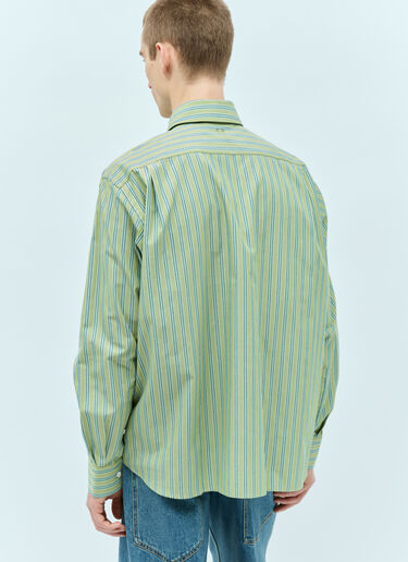Acne Studios Stripe Button-Up Shirt Green acn0155006