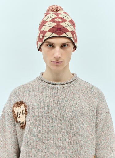 Acne Studios 아가일 자카드 비니 햇 레드 acn0155046