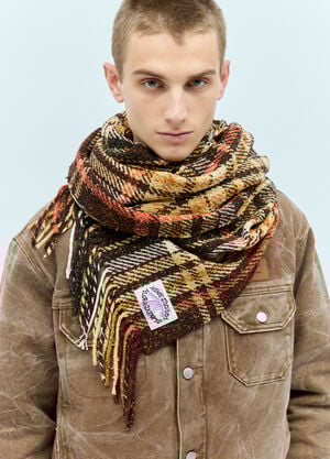 Acne Studios 격자 무늬 프린지 스카프 브라운 acn0156030