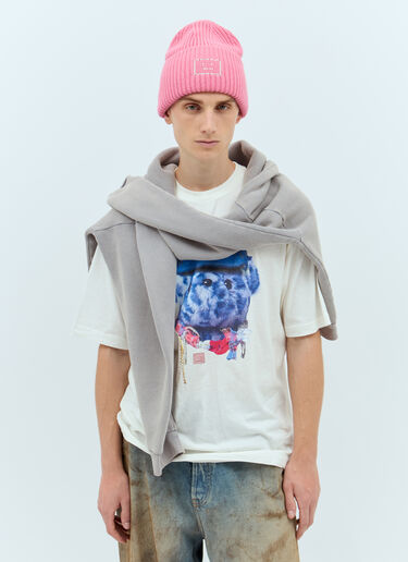 Embellished Face Logo Beanie Hat Acne Studios Embellished Face Logo Beanie Hat Pink acn0157038