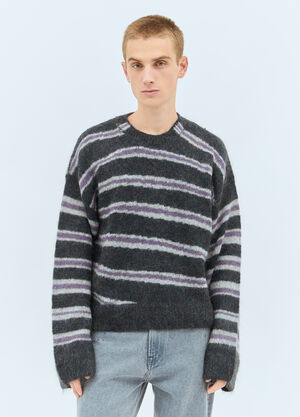 Acne Studios Striped Mohair-Blend Sweater Grey acn0158004