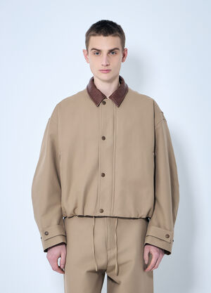 Acne Studios 皮革领斜纹布夹克  米色 acn0159002