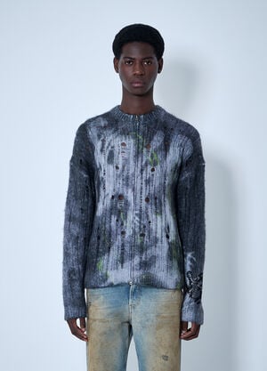 Acne Studios Printed Zip-Up Sweater Black acn0160003