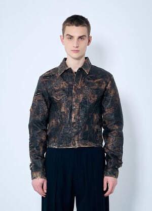 Acne Studios Distressed Monogram Denim Jacket Brown acn0160005