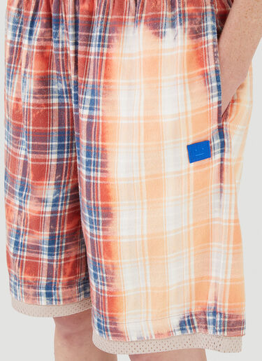 Acne Studios Bleached Check Shorts Red acn0245013