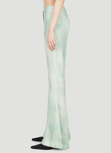 Acne Studios Marbel Print Flared Pants Green acn0254033