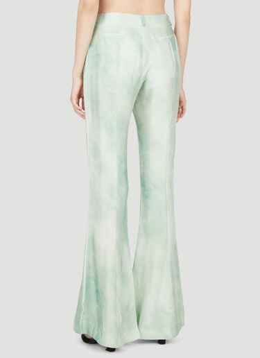 Acne Studios Marbel Print Flared Pants Green acn0254033
