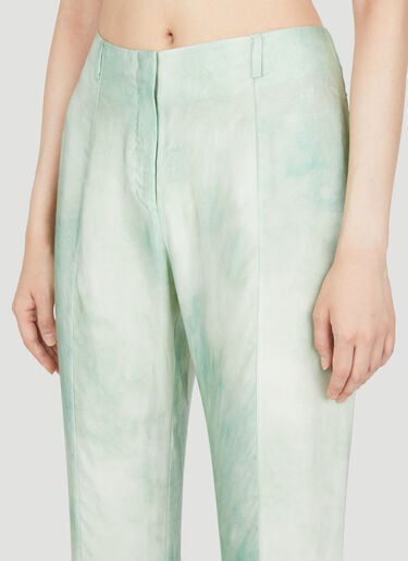 Acne Studios Marbel Print Flared Pants Green acn0254033