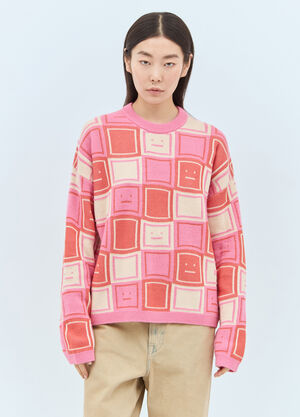 Acne Studios Face Jacquard Sweater Pink acn0257002