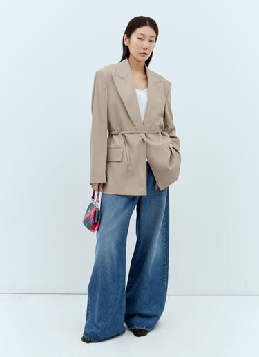 Peak Lapels Belted Blazer Acne Studios Peak Lapels Belted Blazer Beige acn0257017