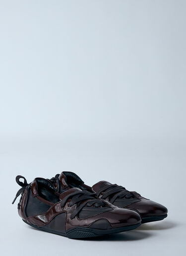 Acne Studios レザーレースアップフラットシューズ  ブラウン acn0260015