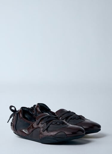 レザーレースアップフラットシューズ Acne Studios レザーレースアップフラットシューズ ブラウン acn0260015