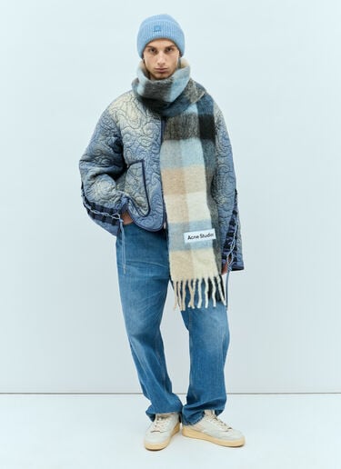 Acne Studios Mohair Checked Scarf Blue acn0357003