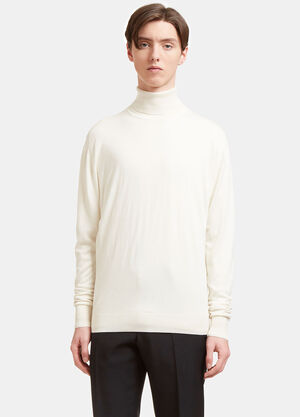 Aiezen AIEZEN Männer Kaschmir-Seiden Rollkragenpullover White aie0118002