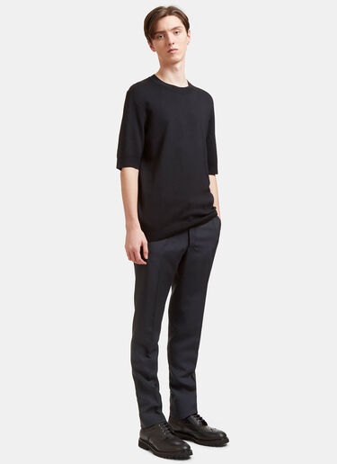 Aiezen AIEZEN Männer Feines Strick T-Shirt Black aie0118009
