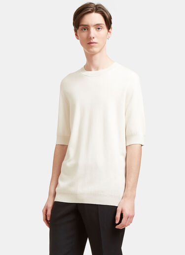 AIEZEN Männer Feines Strick T-Shirt Aiezen AIEZEN Männer Feines Strick T-Shirt White aie0118010