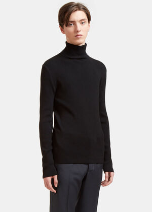 Aiezen Wool-Blend Fine-Knit Turtleneck Sweater Black aie0120008