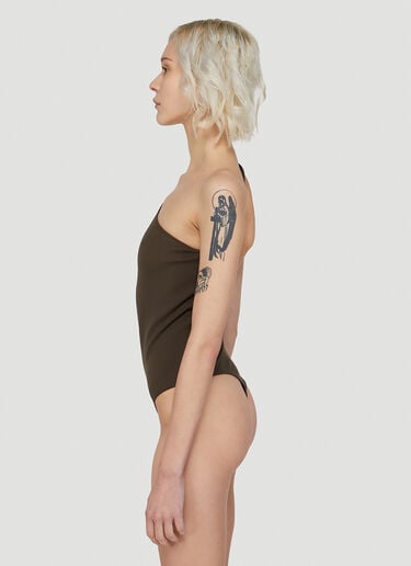 One Shoulder Bodysuit Top Alexander McQueen One Shoulder Bodysuit Top Brown amq0247020