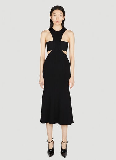 Alexander McQueen 슬래시드 하네스 미디 드레스 Black amq0251054