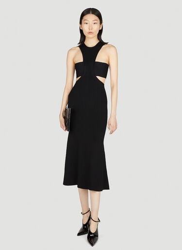 Alexander McQueen 슬래시드 하네스 미디 드레스 Black amq0251054