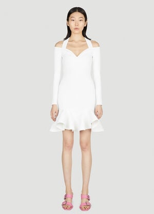 Alexander McQueen 러플 플레어 드레스 화이트 amq0251060