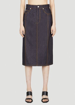 Alexander McQueen 대조적인 스티치 데님 스커트 블루 amq0252022
