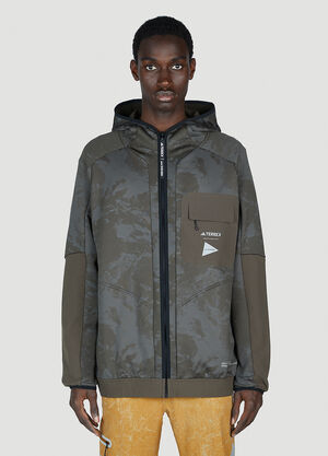 adidas Terrex x And Wander Graphic Print Hooded Jacket Khaki ata0152003