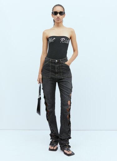 Knit Crystal Embellished Bodysuit AVAVAV Knit Crystal Embellished Bodysuit Black ava0254003