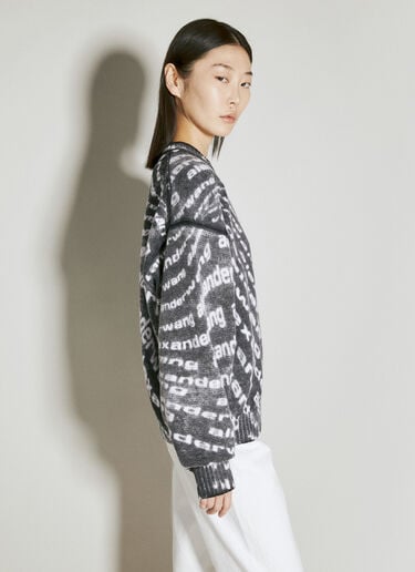 Alexander Wang Reverse Logo Print Knit Sweater White awg0255007