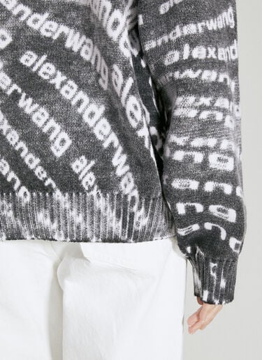 Alexander Wang Reverse Logo Print Knit Sweater White awg0255007
