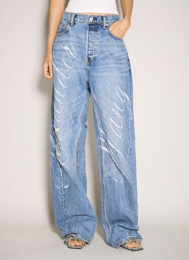 Cursive Logo Balloon Jeans Alexander Wang Cursive Logo Balloon Jeans Blue awg0257030