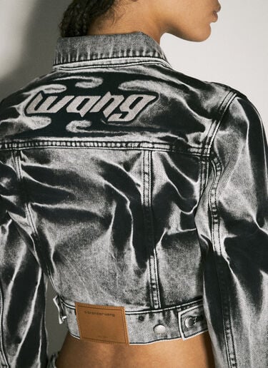 Alexander Wang Blade Logo-Embroidery Denim Trucker Jacket Grey awg0258008