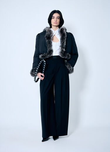 Alexander Wang ボクサーウエストバンド付きプリーツパンツ  ブラック awg0259006